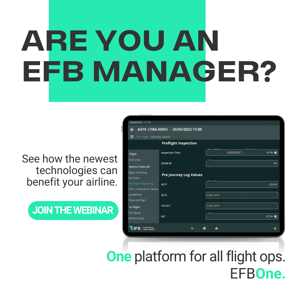Webinars - EFBOne - A Cross-Platform Electronic Flight Bag powered by IFS